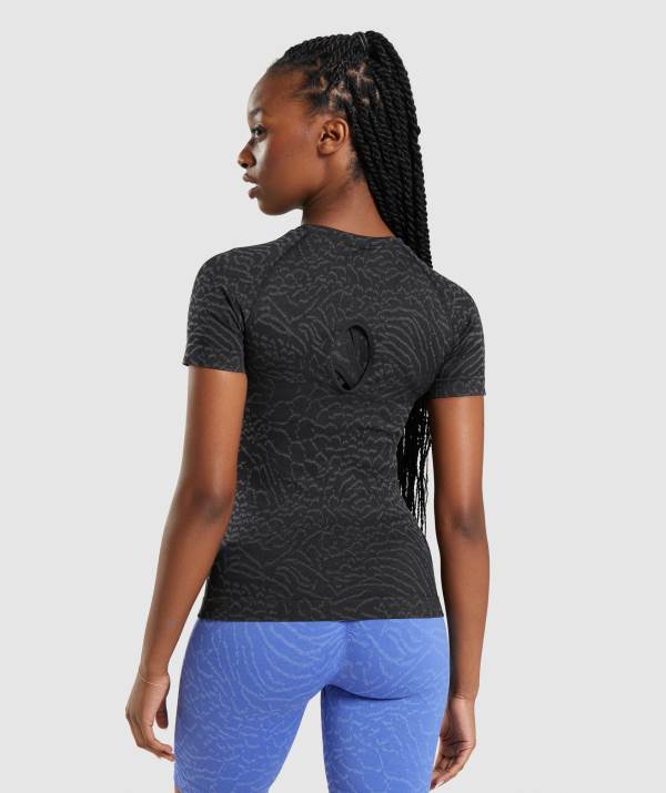 Damske Tricka Gymshark Adapt Animal Seamless Čierne | SM9126708